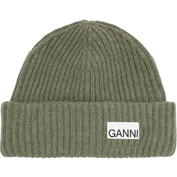 Ganni Rib Knit Beanie - Green