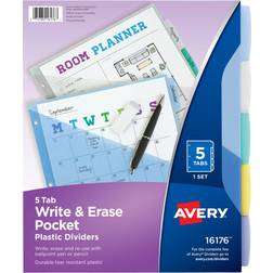 Avery Write & Erase Durable Plastic Dividers with Pockets