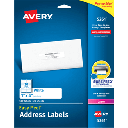 Avery Easy Peel Address Labels Sure Feed Technology Permanent Adhesive 1"x4" 500pcs