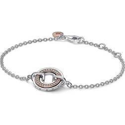 Pandora Bracelets Signature Twotone Logo & Pavé Chain Brace silver Bracelets for ladies