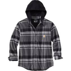 Carhartt Men's Flannel Fleece Lined Hooded Shirt - Black