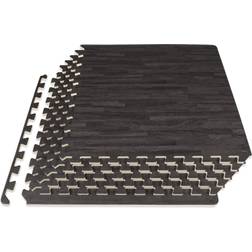 ProsourceFit Wood Grain Puzzle Mat 1/2-in Carbon 24 Sq Ft 6 Tiles
