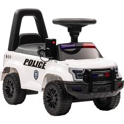 Aosom Kids Push Ride On Car with Working PA System and Horn, Police Truck Style Foot-to-Floor Sliding Car for Boys and Girls with Under-Seat Storage