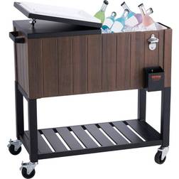 Vevor 80qt patio cooler cart outdoor rolling ice chest party cooler w/ shelf