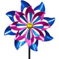 Exhart double metal pinwheel garden kinetic spinner stake in
