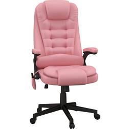 Homcom High-Back Vibration Massage Chair Heating Office Chair Pink