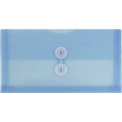 Jam Paper #10 Plastic Envelopes 5.3x10 12/Pack Blue Button String Booklet
