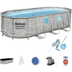 Bestway 14ft x 8ft x 40in Power Pool Set with Cleaning Vacuum & Maintenance Kit