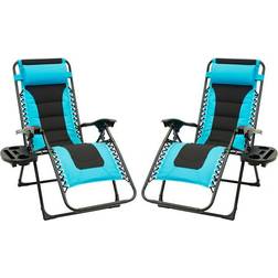 Premier Sun-Ray 2pc Padded Zero Gravity Chair Set Turquoise & Black