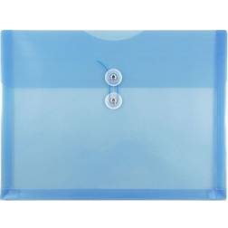 Jam Paper 9 3/4'' x 13'' 12pk Plastic Envelopes with Button and String Tie Closure, Letter Booklet Blue