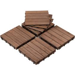 Yaheetech 11pcs 12 x 12" patio pavers interlocking wood brown
