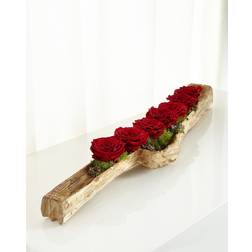 Preserved Roses in Wood Log