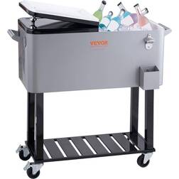 Vevor patio cooler cart 80qt outdoor rolling ice chest on wheels w/ shelf