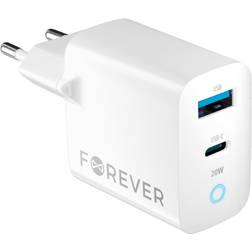 Forever TC-06-20AC PD QC charger 1x USB-C 1x USB 20W white