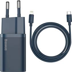 Baseus Super Si hurtiglader 1C 20W vegglader med 1m USB-C til Lightning-kabel blå