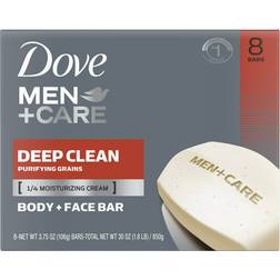 Dove Men+Care 3-in-1 Deep Clean Hand & Body + Face + Exfoliation Bar Soap 8-pack