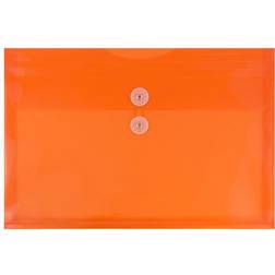 Jam Paper 9 3/4'' x 13'' 12pk Plastic Envelopes with Button and String Tie Closure, Letter Booklet Orange