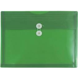 Jam Paper 9 3/4'' x 13'' 12pk Plastic Envelopes with Button and String Tie Closure, Letter Booklet Green