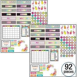 Schoolgirl Style Simply Tropical Pineapple Calendar Bulletin Board Sets, Pack Of 2 Sets