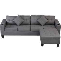 K-Musculo Contemporary Couch Grey Sofa 100.4" 3 Seater