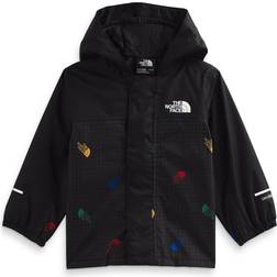The North Face Baby Antora Rain Jacket - Black Tossed Logo Grid Print