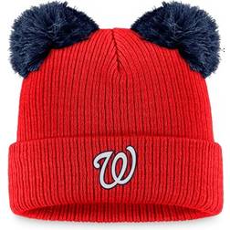 Fanatics Women's Washington Nationals Red/Navy Double Pom Cuffed Knit Hat