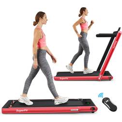 Costway Superfit 2.25HP 2-in-1 Folding Treadmill with Bluetooth Speaker Red