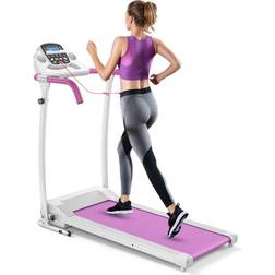 Costway 800W Folding Treadmill Electric /Support Motorized Power Pink Pink