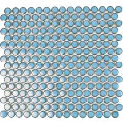 Apollo Tile Cirkel Blue 12.4 Glossy Porcelain Mosaic Wall and Floor Tile 9.87 sq. ft./case 10-pack, Sky