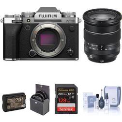 Fujifilm Fujifilm X-T5 Camera, Silver w/ XF 16-80mm f/4.0 R OIS WR Lens, Accessories Kit