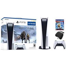 Sony PlayStation 5 Upgraded 1.8TB Disc Edition God of War Ragnarok Bundle with Ratchet & Clank and Mytrix Controller Case