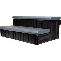 Heatwave NP5878 Universal Slip-Resistant Spa & Hot Tub Outdoor Compartment, Constructed from Polyethylene Spa Step with Storage, Slate Gray