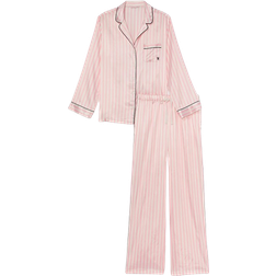 Victoria's Secret Satin Long Pajama Set - Pink Iconic Stripe
