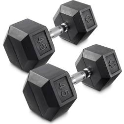 Philosophy Gym Rubber Coated Hex Dumbbell Hand Weights Pairs