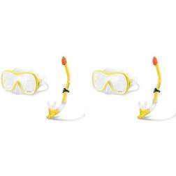 Intex Intex Wave Rider Hypoallergenic Latex Free Mask and Easy Flow Snorkel Set 2-Pack Clear and Yellow