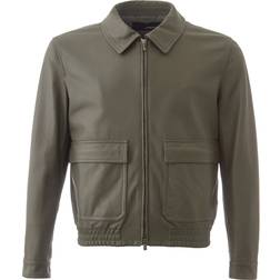 Lardini Green Leather Jacket with Maxi Men's Pockets