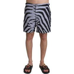 Dolce & Gabbana Gray Zebra Print Beachwear Men's Shorts