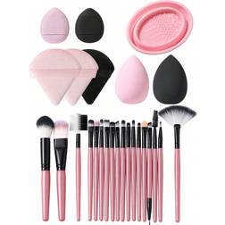 Shein 7-piece make-up puff set + 1 make-up brush cleaning bowl + 18-piece make-up brush sets, premium synthetic hair eyeshadow mixing brush sets, cosmetic tools for face and eyes. Black Friday