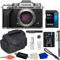 Fujifilm X-T5 Mirrorless Camera Silver Bundle with Extra Battery, Monopod, 64GB SDXC Card & More 10 Items USA Authorized with Warranty x-t5