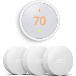 Google Nest Thermostat E White T4000ES w 3 Nest Temperature Sensors T5000SF