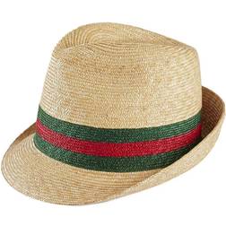 Gucci Woven Straw Bucket Hat, L, Neutral, Straw