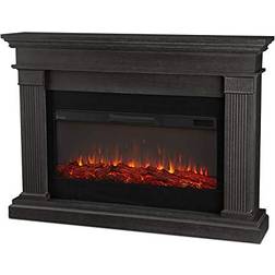 Bowery Hill BOWERY HILL Traditional Solid Wood Electric Fireplace Mantel Heater with Remote Control, Adjustable Led Flame, 1500W in Gray