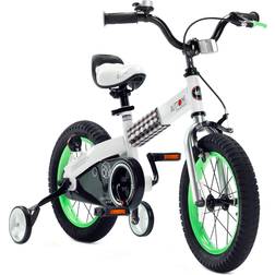 RoyalBaby RoyalBaby Button Bicycles with Training Wheels Child Bicycle 14 Inch White-Green Kids Bike