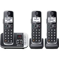 Panasonic Panasonic Link2Cell Bluetooth DECT 6.0 Expandable Cordless Phone System with Answering Machine and Call Blocking 3 Handsets KX-TGE663B Black