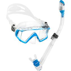 Cressi Cressi Panoramic Wide View Mask with Dry Snorkel Set, Clear Blue