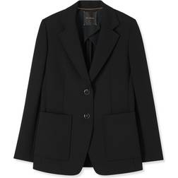 St. John Stretch Crepe Single-Breasted Suiting Jacket Black