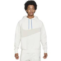 Nike Men's White/Gray Sportswear Swoosh Tech Fleece Pullover Hoodie