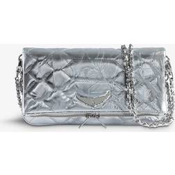 Zadig & Voltaire Rock Quilted Metallic Clutch Silver One size