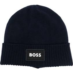 BOSS Kids Embroidered-Logo Beanie Hat - Black/White