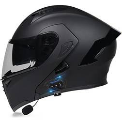 Modular Motorcycle Bluetooth Helmet, Flip Up Motorbike Helmet with Double Visor and Microphone, DOT/ECE Approved Anti Crash Shockproof Integrated Helmet for Automatic Answering Adult